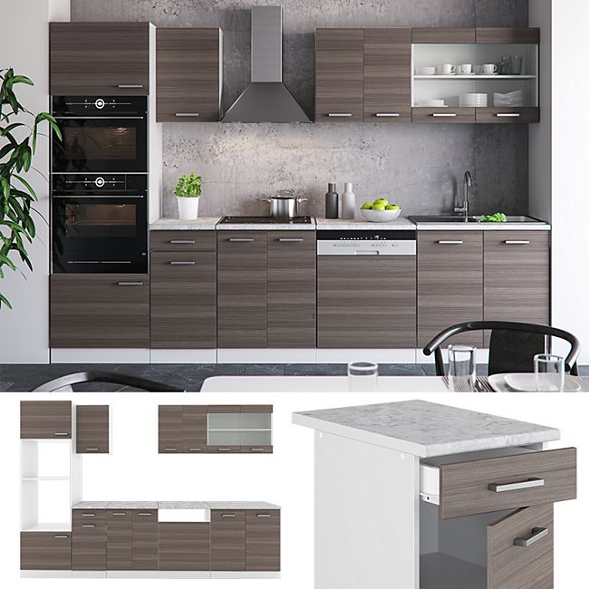 Vicco Kuche R Line 300 Cm Kuchenzeile Kuchenblock Einbaukuche Edelgrau Online Kaufen Bei Netto